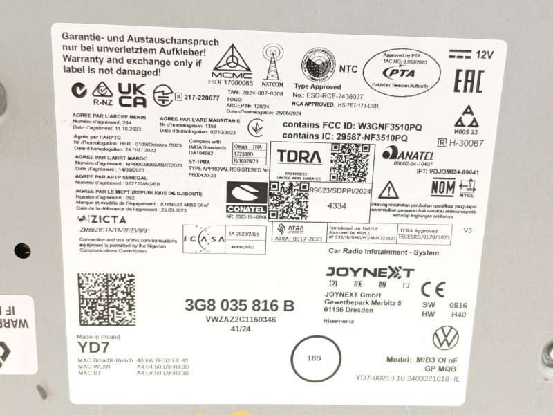 Recambio de sistema navegacion gps para volkswagen t-roc (a11, d11) 2.0 tdi referencia OEM IAM 3G8035816B - Blanco 6