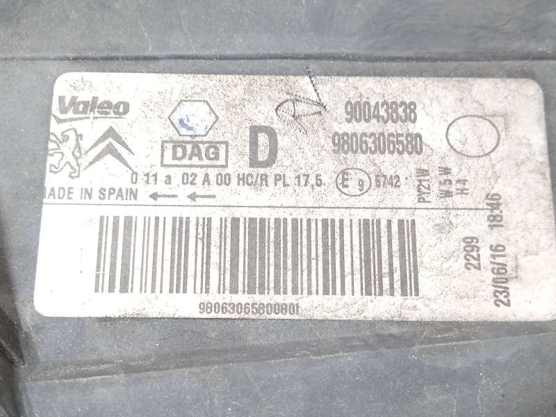 Recambio de faro derecho para citroën berlingo multispace (b9) 1.6 hdi 75 / bluehdi 75 referencia OEM IAM 9806306580 - Blanco 4