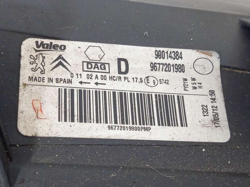 Recambio de faro derecho para citroën berlingo furgón/monospace (b9) 1.6 hdi 75 referencia OEM IAM 9677201980 9806306580 9001438 - Plata 5