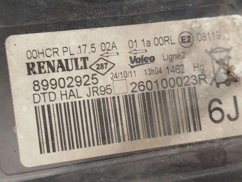 Recambio de faro derecho para renault scénic iii (jz0/1_) 1.5 dci referencia OEM IAM 260100023R  89902925 4