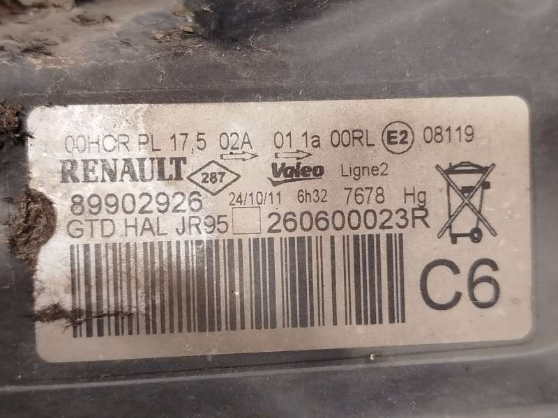 Recambio de faro izquierdo para renault scénic iii (jz0/1_) 1.5 dci referencia OEM IAM 260600023R  89902926 5