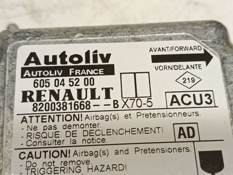 Recambio de centralita airbag para opel movano a furgoneta (x70) 2.5 cdti (fd) referencia OEM IAM 8200381668  605045200 - Blanco 5