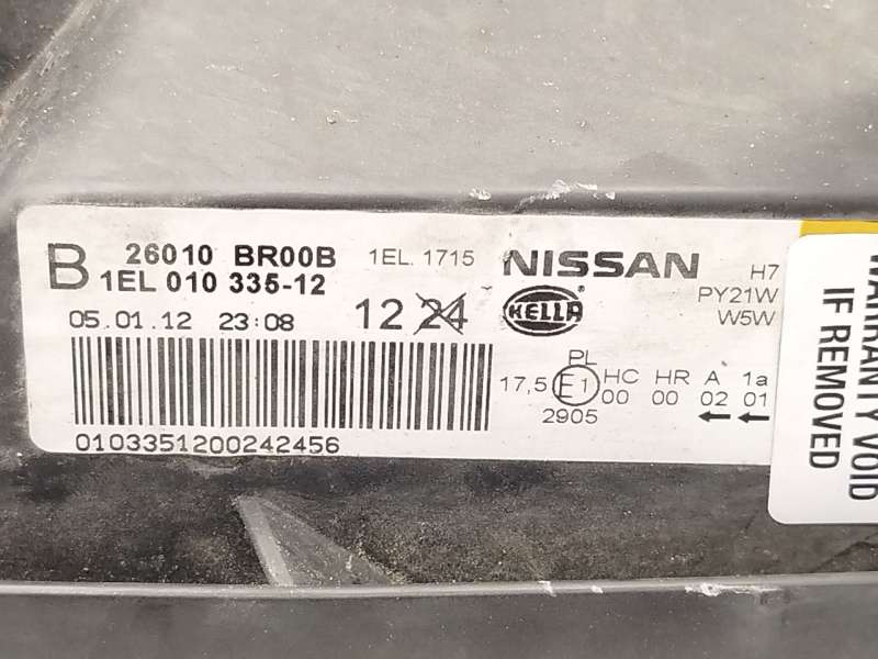 Recambio de faro derecho para nissan qashqai i (j10, nj10) 1.5 dci referencia OEM IAM 26010BR00B  1EL010335 5