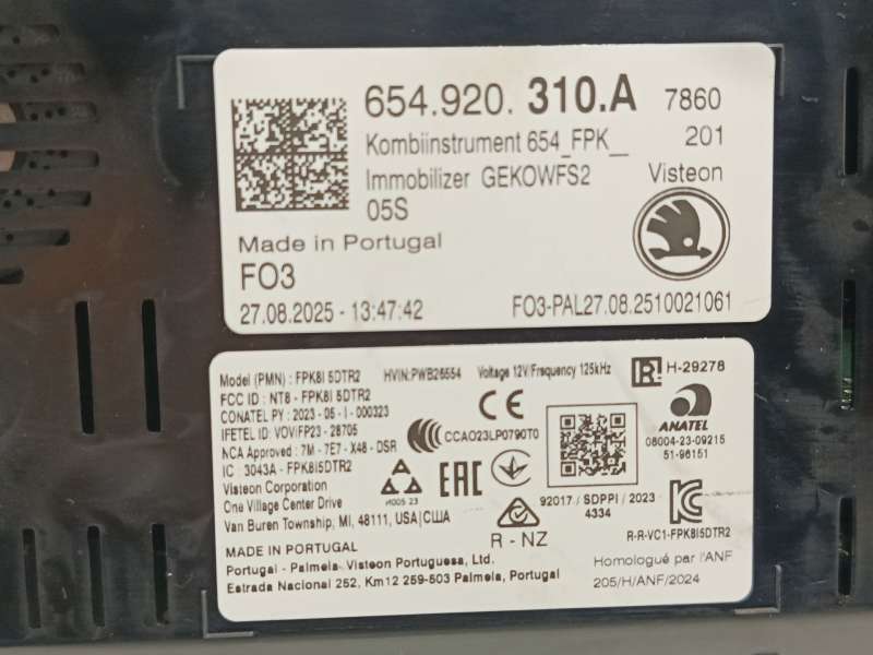 Recambio de cuadro instrumentos para skoda kamiq (nw4) 1.0 tsi referencia OEM IAM 654920310A - Blanco 4