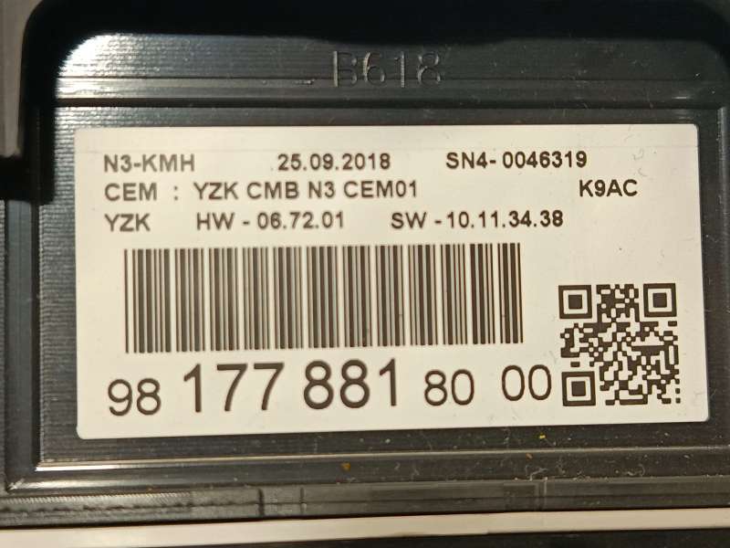Recambio de cuadro instrumentos para citroën berlingo (er_, ec_) 1.5 bluehdi 100 referencia OEM IAM 9817788180 - Azul 6