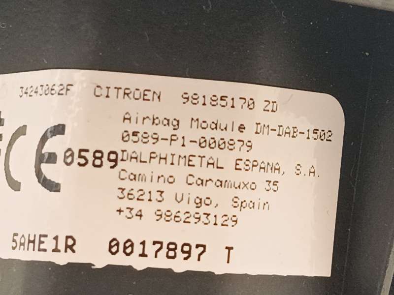 Recambio de airbag delantero izquierdo para citroën berlingo (er_, ec_) 1.5 bluehdi 100 referencia OEM IAM 98185170ZD - Azul 6