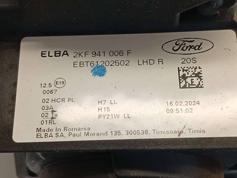 Recambio de faro derecho para ford tourneo connect / grand tourneo connect v761 monospace (sk) 2.0 ecoblue 4wd referencia OEM IA - Blanco 6
