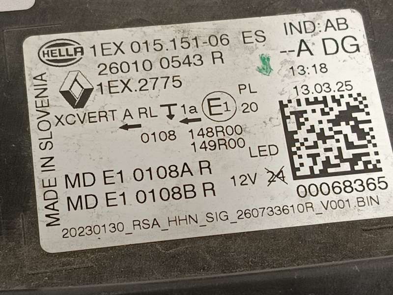 Recambio de faro derecho para renault austral tce 130 referencia OEM IAM 260100543R  1EX015151 - Gris 5