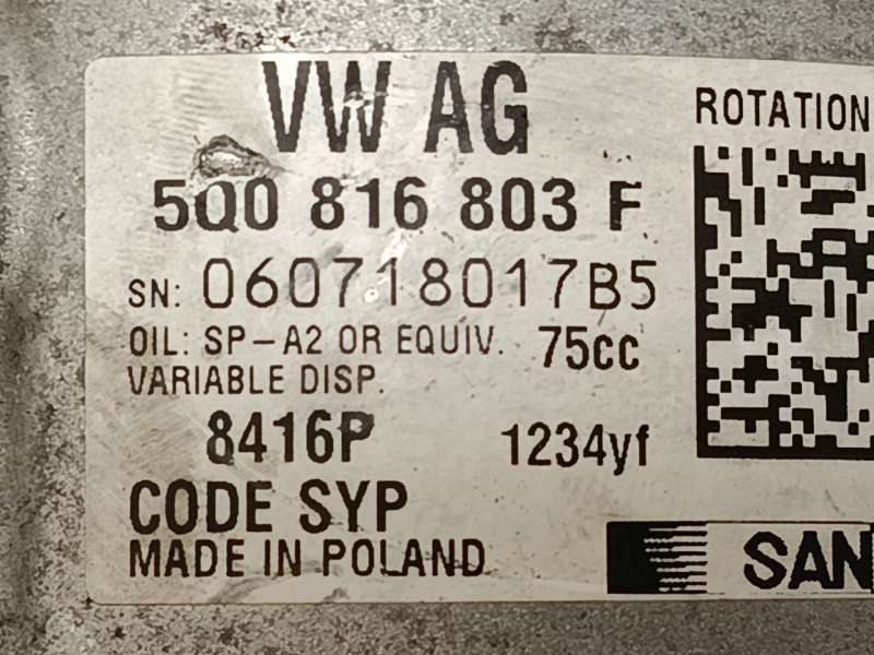 Recambio de compresor aire acondicionado para skoda yeti (5l) 1.2 tsi referencia OEM IAM 5Q0816803F  8416P - Plata 6