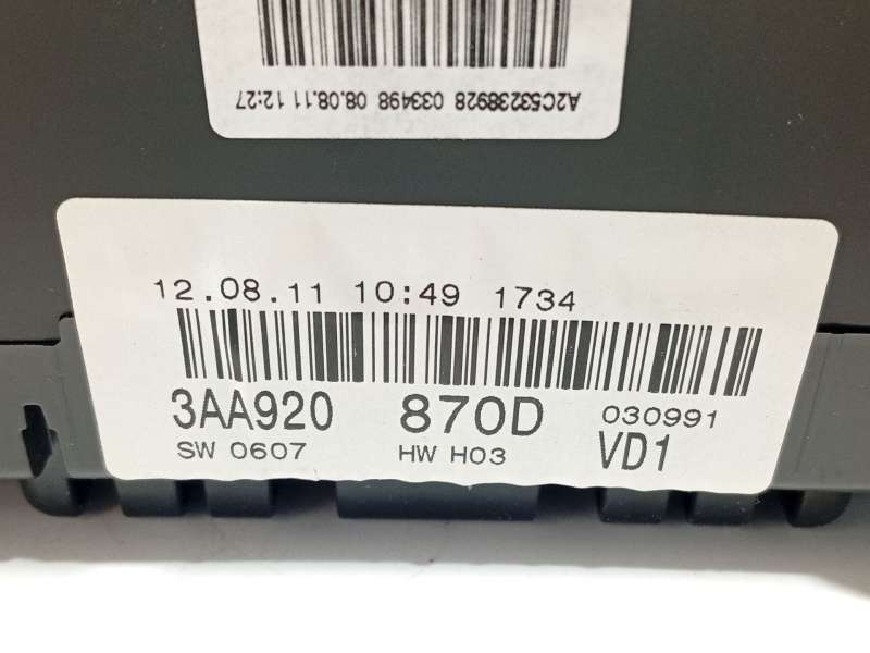 Recambio de cuadro instrumentos para volkswagen passat b7 variant (365) 2.0 tdi referencia OEM IAM 3AA920870D  A2C53238928 - Gris 6