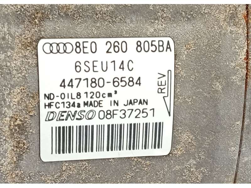 Recambio de compresor aire acondicionado para audi a4 b7 (8ec) 2.0 tfsi referencia OEM IAM 8E0260805BA  4471806584 - Negro 6