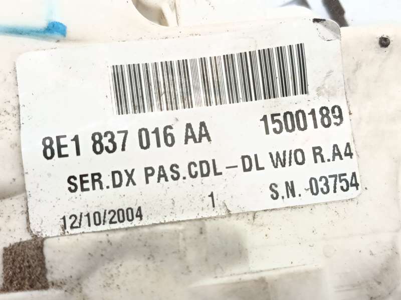 Recambio de cerradura puerta delantera derecha para audi a4 b7 (8ec) 2.0 tfsi referencia OEM IAM 8E1837016AA - Negro 5
