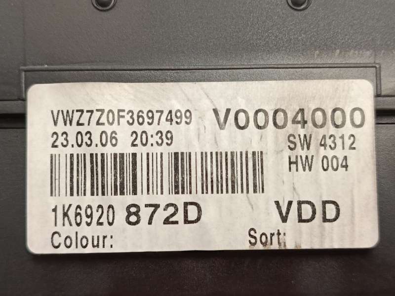 Recambio de cuadro instrumentos para volkswagen golf v (1k1) 2.0 gti referencia OEM IAM 1K6920872D000  V00040000 - Blanco 7