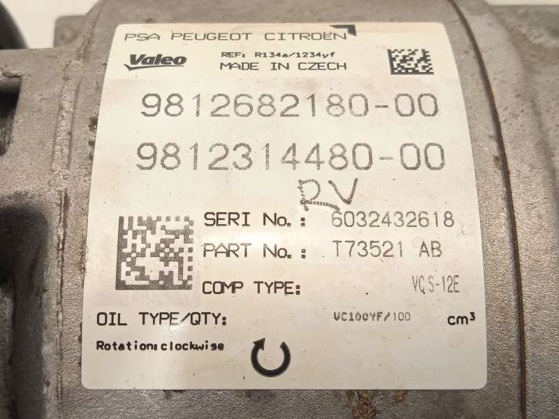 Recambio de compresor aire acondicionado para peugeot 308 ii (lb_, lp_, lw_, lh_, l3_) 1.2 thp 110 referencia OEM IAM 9812682180 - Blanco 5