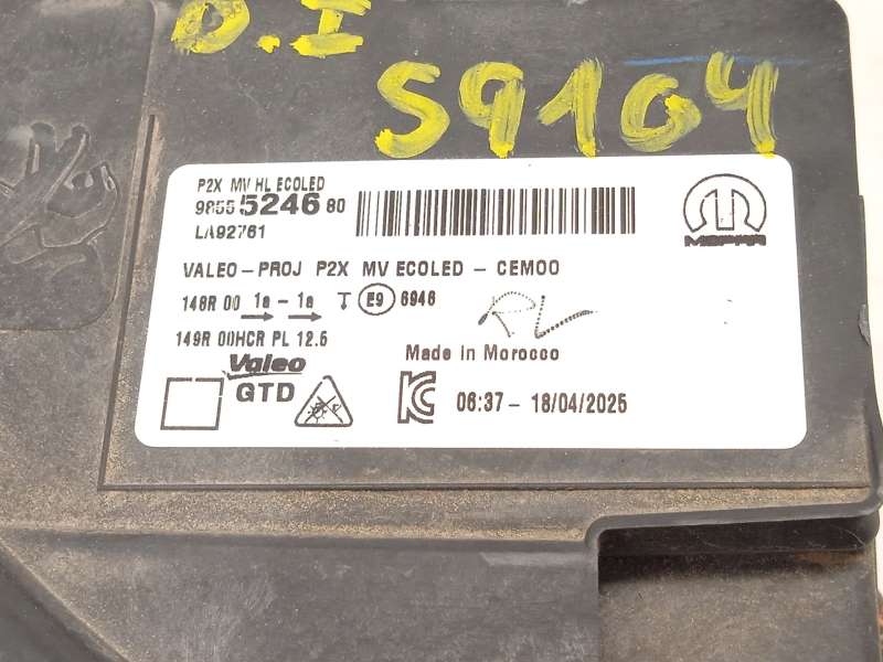 Recambio de faro izquierdo para peugeot 2008 ii (ud_, us_, uy_, uj_, ur_, uc_) 1.2 puretech 100 referencia OEM IAM 9855524680  L - Blanco 6