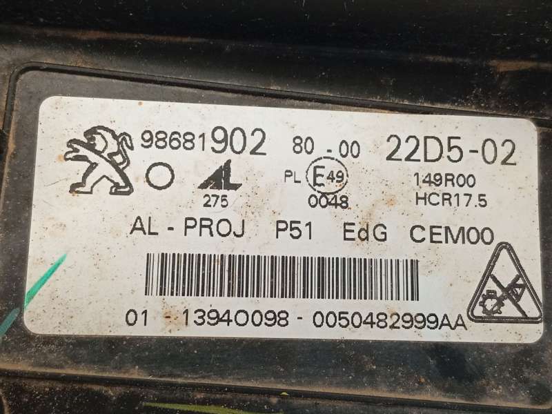 Recambio de faro derecho para peugeot 308 sw allure hybrid 145 referencia OEM IAM 9868190280 6505378280 - Verde 7