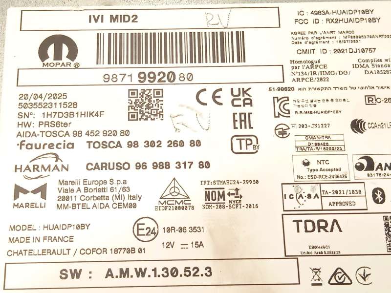 Recambio de sistema audio / radio cd para peugeot 2008 ii (ud_, us_, uy_, uj_, ur_, uc_) 1.2 puretech 100 referencia OEM IAM 987 - Blanco 5