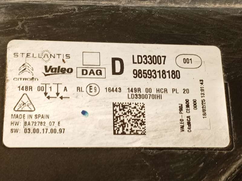 Recambio de faro derecho para citroën c4 hybrid 136 ë-dsc6 plus referencia OEM IAM 9859318180  LD33007 - Azul 6