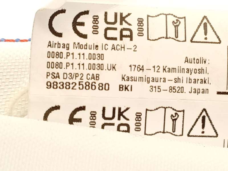 Recambio de airbag cortina delantero derecho para peugeot 2008 ii (ud_, us_, uy_, uj_, ur_, uc_) 1.2 puretech 100 referencia OEM - Blanco 3