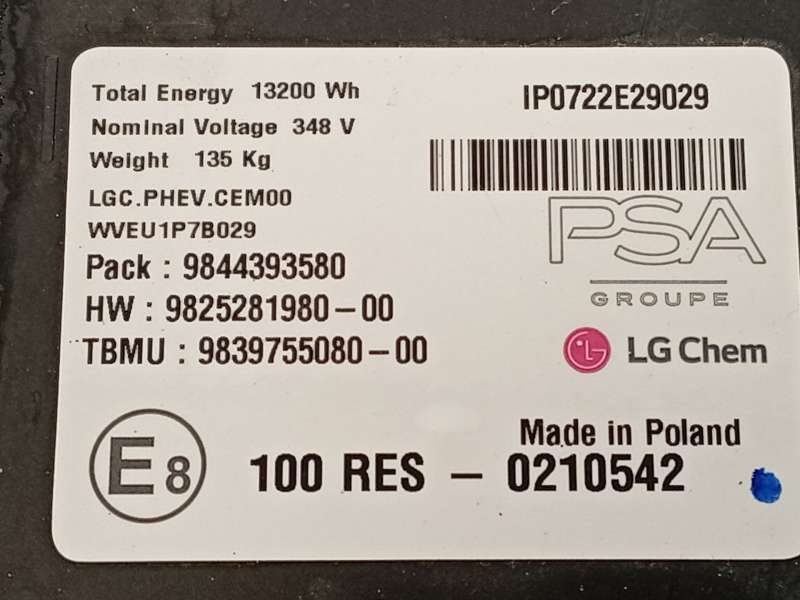 Recambio de bateria electrica mayor de 20 kwh (ev) para ds ds 7 crossback (j4_, jr_, jc_) e-tense 225 (j4dgzu) referencia OEM IA - Plata 8