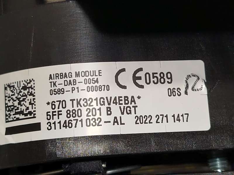 Recambio de kit airbag para cupra formentor (km7, kmp) 1.5 tsi referencia OEM IAM 5FG857003LWXY 5FF880204F 5FF880201BVGT 9