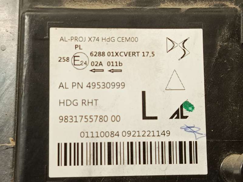 Recambio de faro izquierdo para ds ds 7 crossback (j4_, jr_, jc_) e-tense 225 (j4dgzu) referencia OEM IAM 9831755780 1649205980 - Crema 5