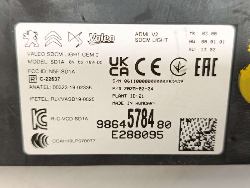 Recambio de modulo electronico para peugeot 3008 ii suv (mc_, mr_, mj_, m4_) 1.2 thp/ puretech 130 (mrhnsm, mrhnsu, mrhnsj, mrhn - Gris 5