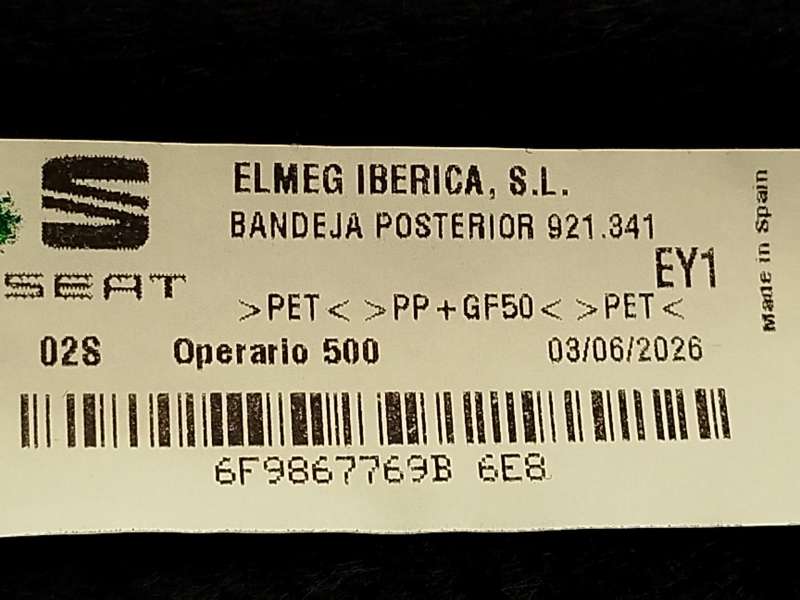 Recambio de bandeja trasera para seat arona (kj7, kjp) 1.0 tsi referencia OEM IAM 6F9867769B6E8 - Azul 4