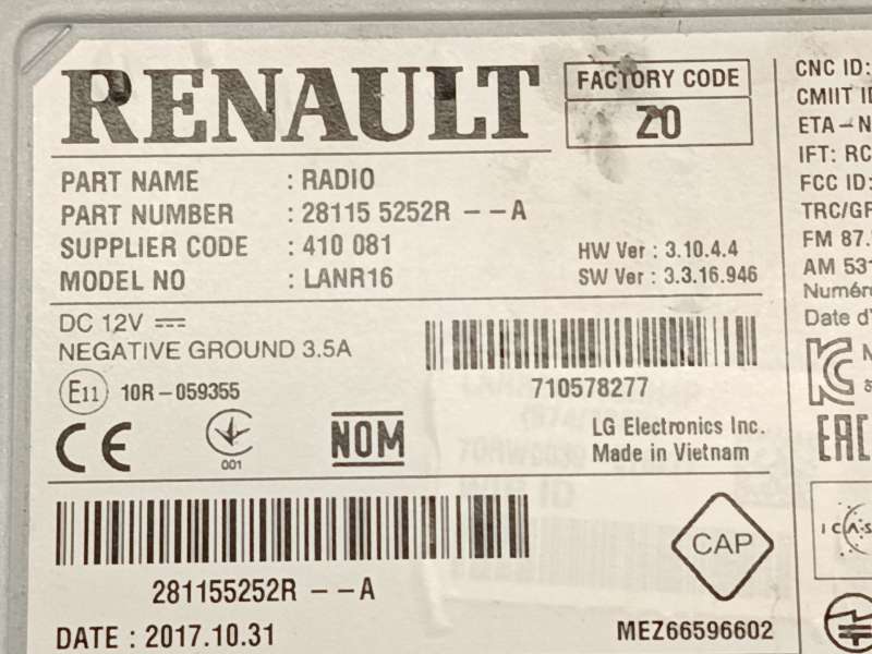 Recambio de sistema audio / radio cd para renault megane iv hatchback (b9a/m/n_) 1.5 dci 110 (b9a3) referencia OEM IAM 281155252 - Blanco 5