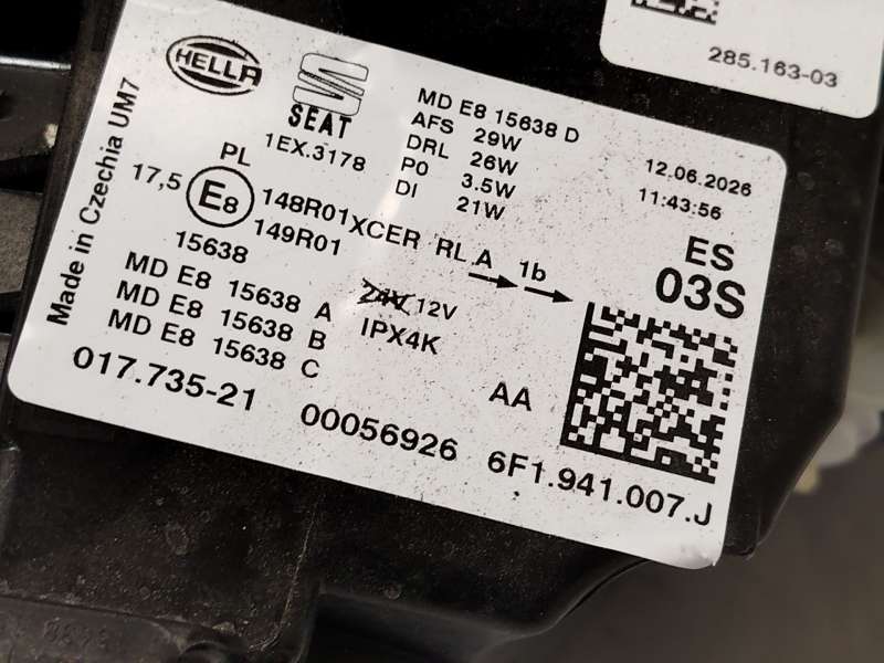 Recambio de faro izquierdo para seat arona (kj7, kjp) 1.0 tsi referencia OEM IAM 6F1941007J 6F1941773C - Azul 5